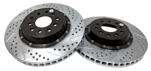 Pontiac GTO Brake Rotor (2) - Front - Baer Brakes - Eradispeed+1, 2-piece, Slot & Drilled, Zinc-Plated - Black - `05-`06
